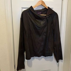 Virgoss faux brown leather lightweight jacket size large